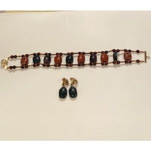 Stephen Dweck Scarab Beetle Choker + Clip Earrings